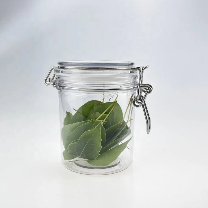 High quality airtight round  clear 600ml PET plastic metal wire clip kilner jar for food preserving