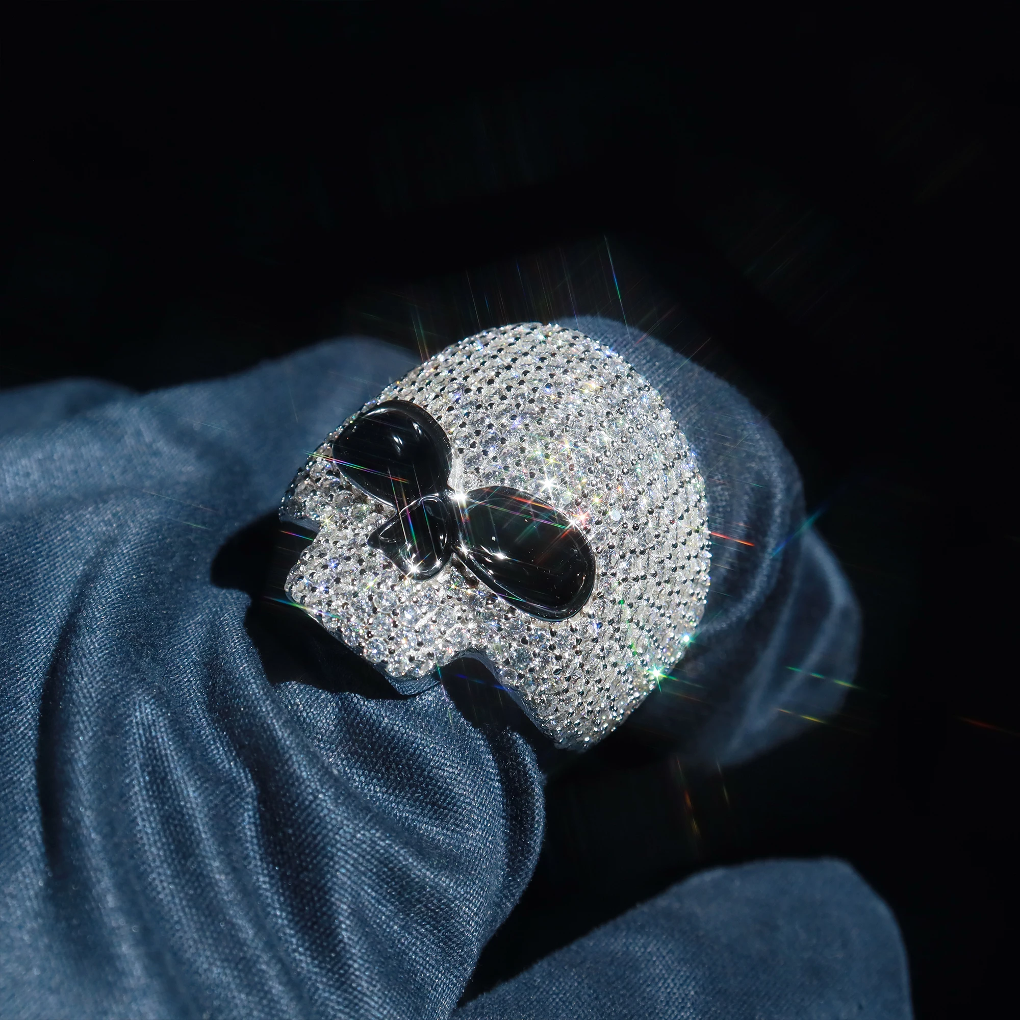 Personalized Luxury Iced Out Skelton Silver And VVS1 Moissanite Ready To Ship Customized HipHop Rings Print Inner Mark