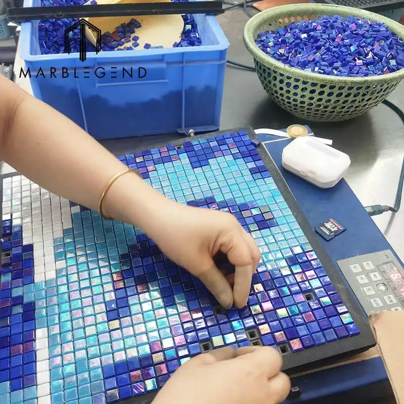 custom hot melt sukabumi pool floor tiles mosaic glass tiles mosaic for swimming pool