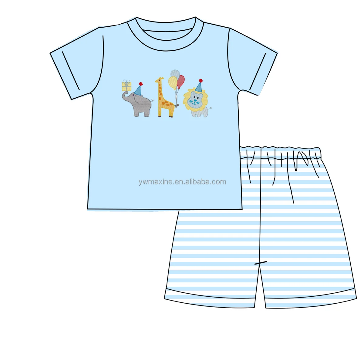 Fall/winter kids clothing unique design knit boy outfits wholesale reindeer & duck applique sets two piece set for boys