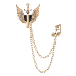 Fashion Zircon Angel Wings Crossing Alloy Brooch Pin for Man Ornaments Decoration