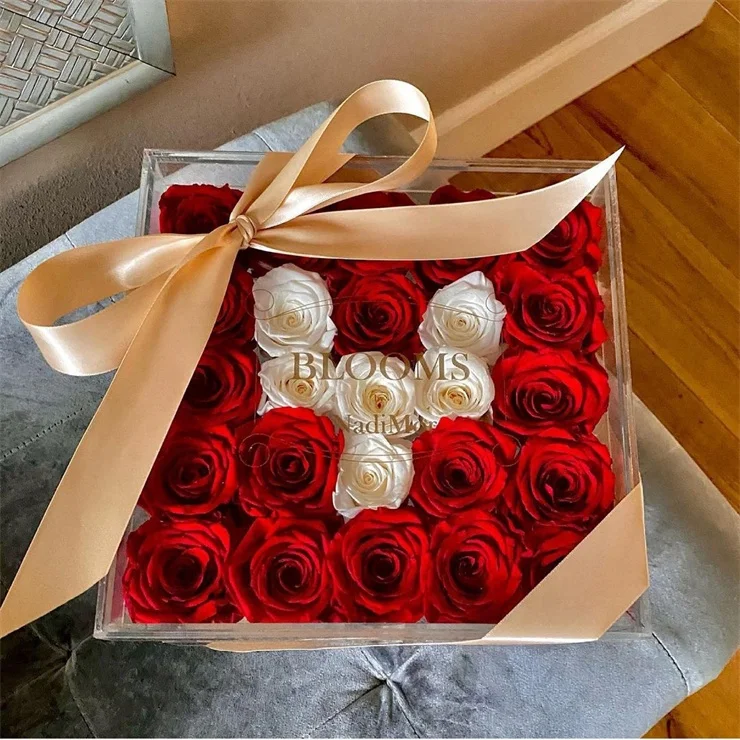 Wholesale Preserved Bouquet Box Clear Acrylic Flower Box with Lid for Florist Supplier