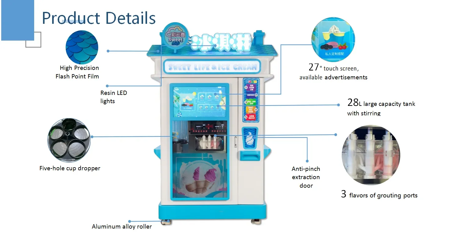 Full Automatic Ice Cream Vending Machine Outdoor Soft Ice Cream Vending Machine with Advertising Screen