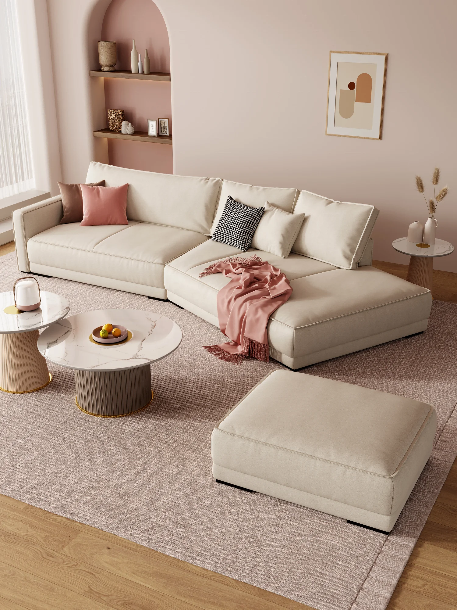 Tech Cloth Couch Seating Corner Sofa Home Office Furniture Modular Sofa 3+2+1seaters Living Room Sofa