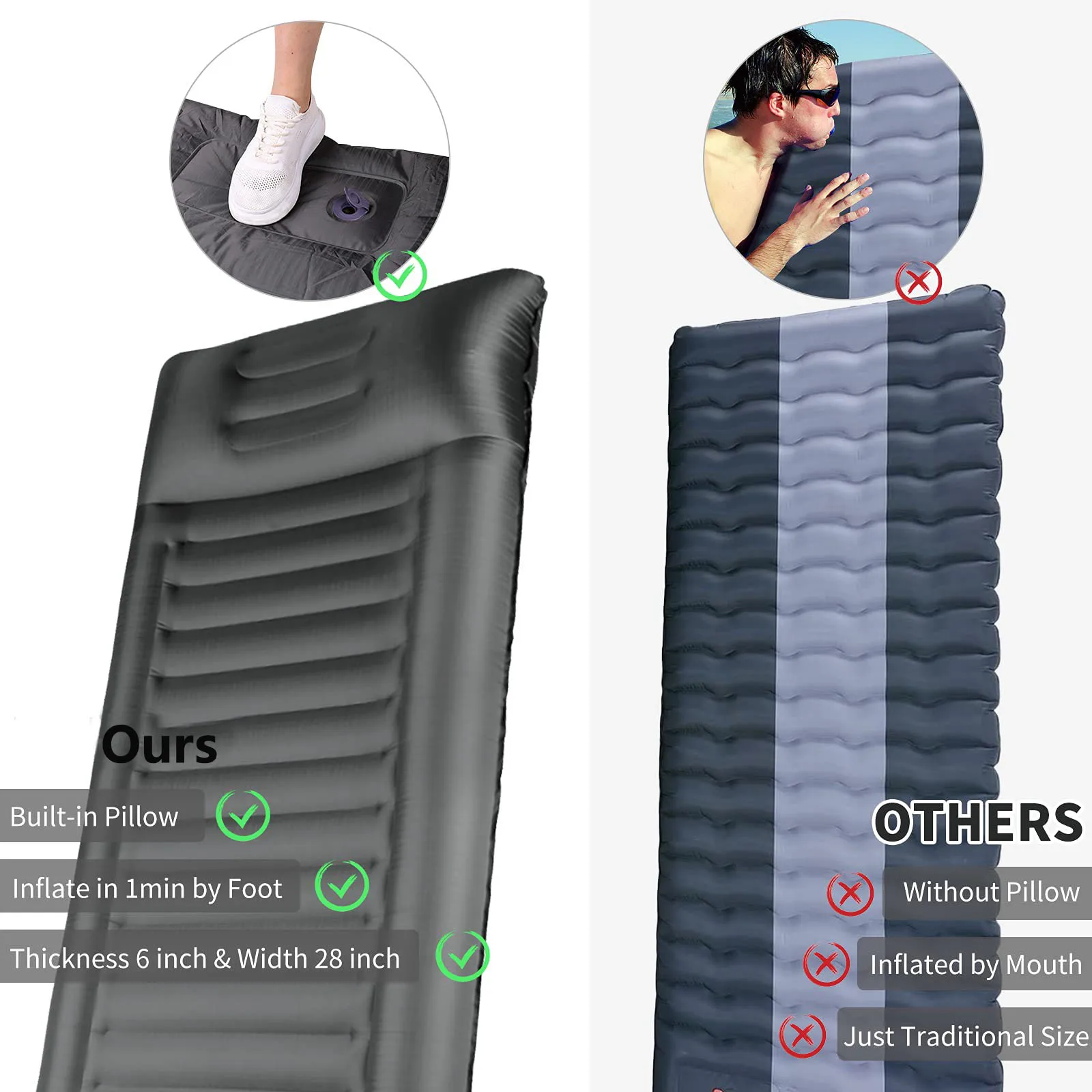 Туристический Самонадувающийся коврик с подушкой 13