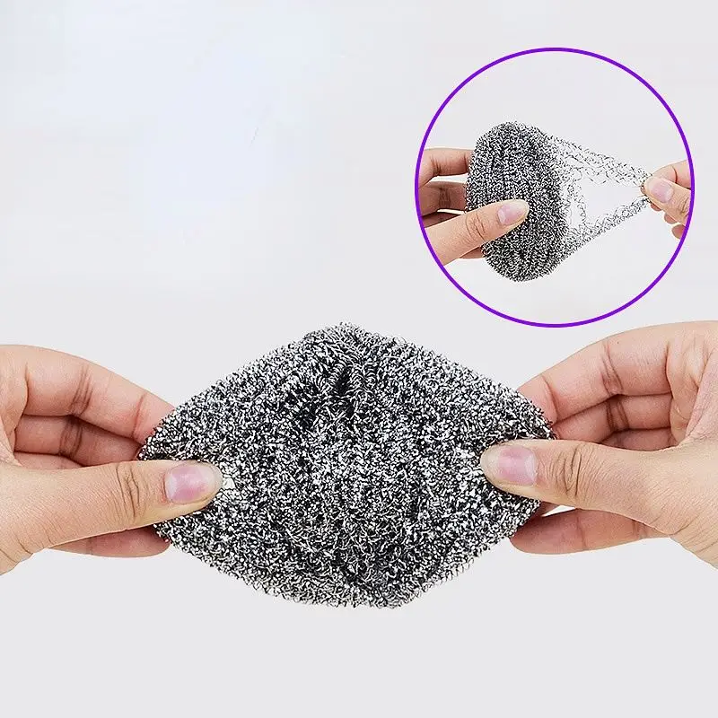 Ff2794 Stainless Scouring Pad Heavy Duty Cleaning Brush Kitchen Dishwasher Pant Pot Sponge Steel Wool Scrubber