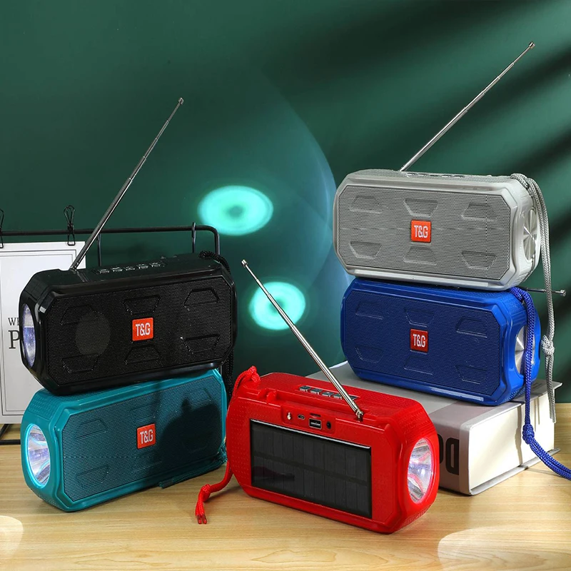 TG280 Portable Solar Charging Compatible Speaker Outdoor Solar Charging Subwoofer TWS Radio Receiver with Flashlight Speaker