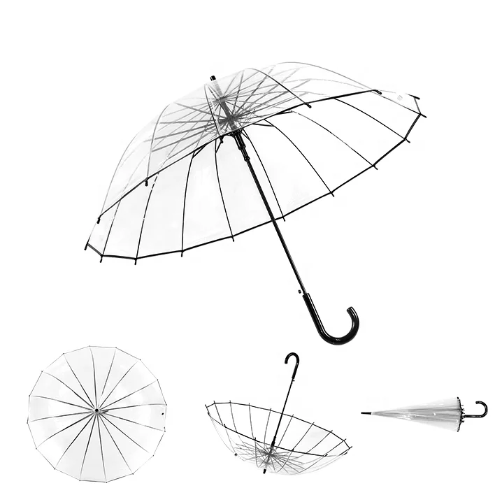 Expensive Quality Clear Dome PVC Umbrellas With Logo Prints