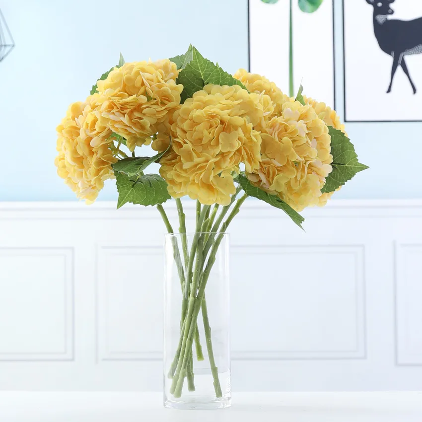 High Quality Artificial Latex Hydrangea Flower Real Touch For Party Hotel Wedding Table Decorative Flowers Blue White Pink