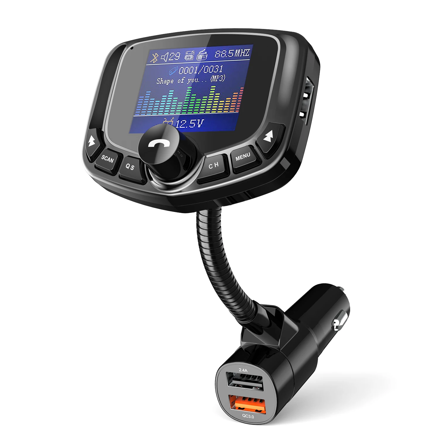 
Bluetooth FM Transmitter for Car Auto Scan Function 1.8