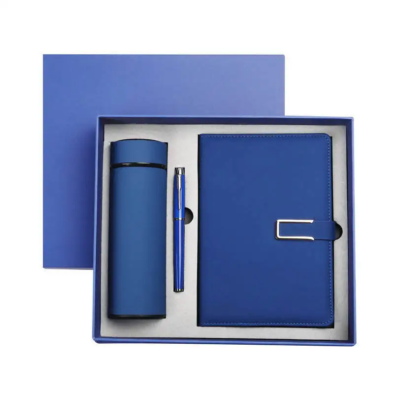 HYF 2023 Trend souvenir corporate gifts custom logo A5 notebook set diary with pen and stainless steel water bottle box set