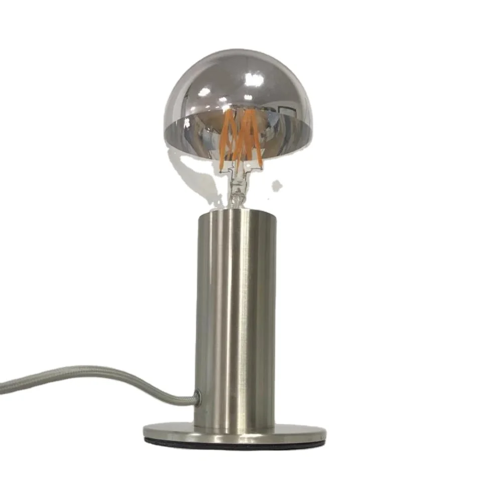 Touch light dimmable silver modern cylinder lamp dimming metal brushed decorative table lamp Cyberpunk