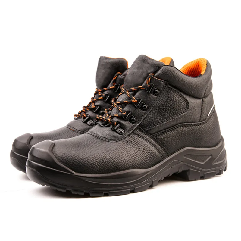 Middle cut Genuine leather slip resistant working shoes anti puncture safety shoes