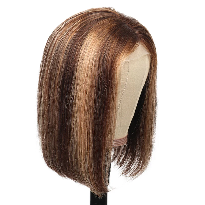
 WR Wholesale Pixie Cut Short Water Wave Curly T1b/27 Honey Blonde Ombre Color Wig Virgin Human Hair 13*4 Lace Front Wigs  