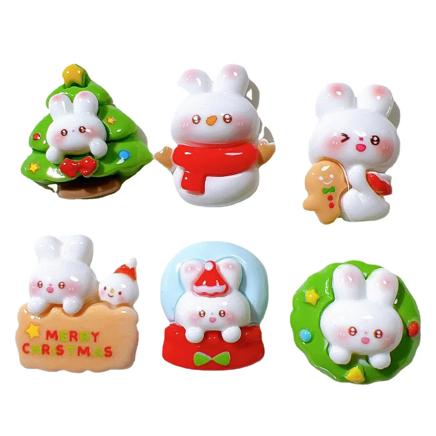 Wholesale Resin Charms Diy Cream Glue Accessories Christmas Rabbit Resin Flat Back For Decoration