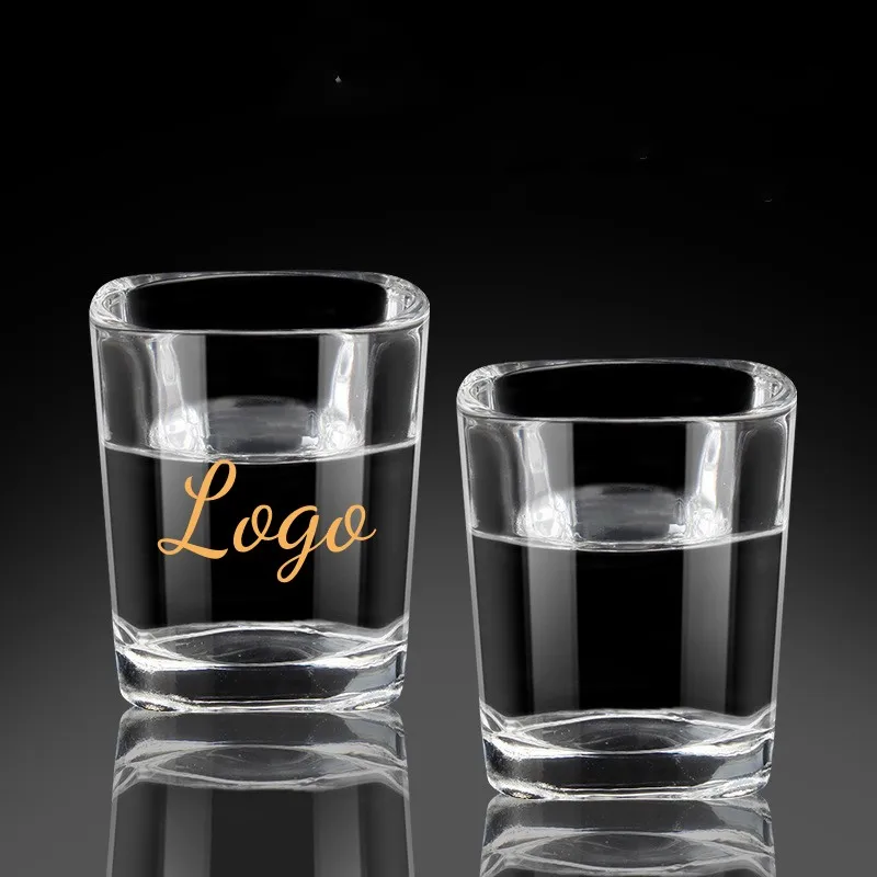 Customized Logo 2oz Shot Glasses Cup Set Printing Gold Foil With Handle Espresso Sublimation Shot Glass