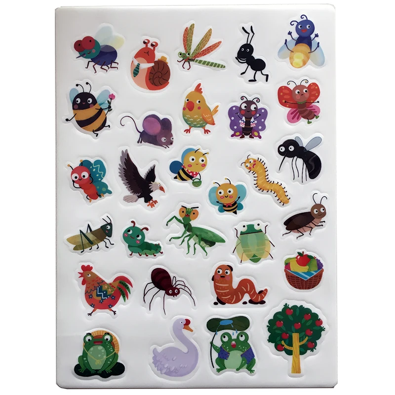 Hot Sell toy book gift puffy silicone rubber TPE reusable washable sticker