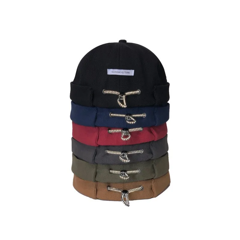 China wholesale fashion Adjustable Rolled Cuff Brimless Hats for Men Cotton Brimless Hat Docker Cap