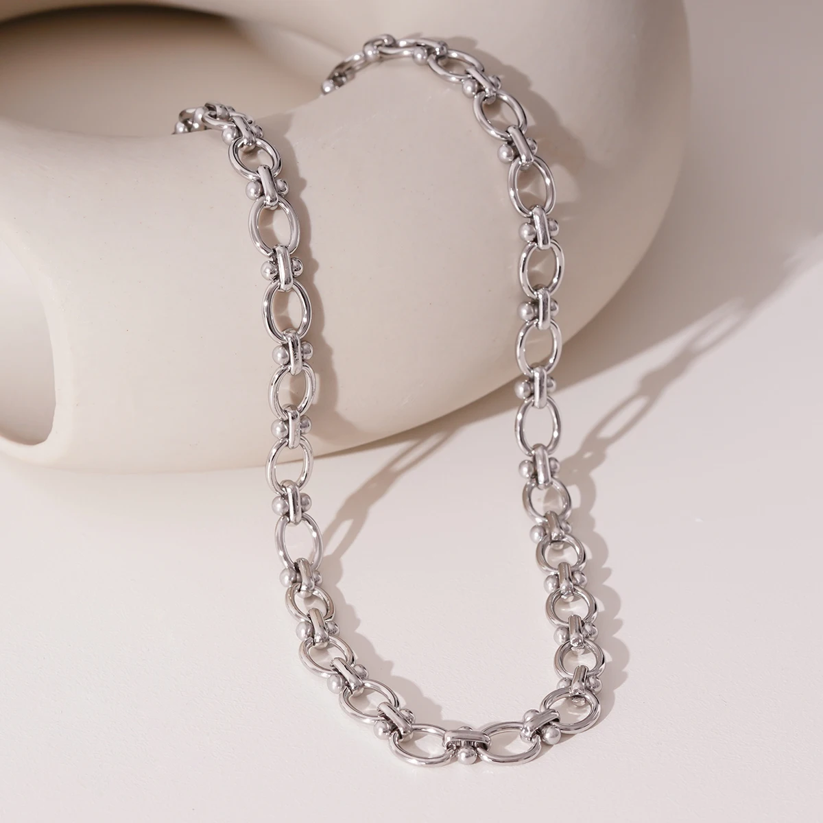 ONYSS Chain Design Waterproof fashion jewelry Plain Chain necklace 18K gold plated vintage thick necklace Stainless steel