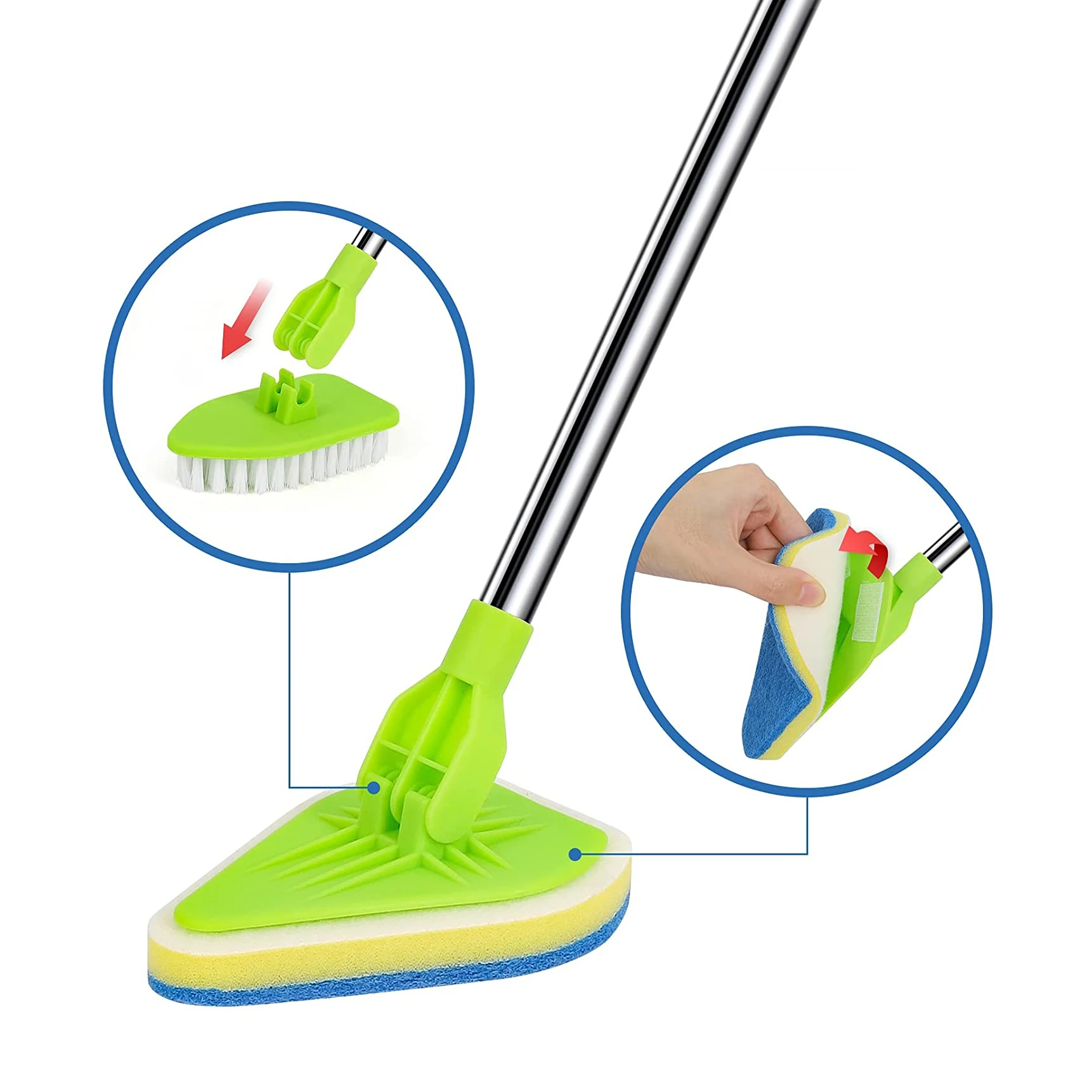 Telescopic Bath Brushes, Sponges Floor Cleaning Brush Adjustable Long Handle Bathroom Tile Brush, Tub and Tile Scrubber Brush