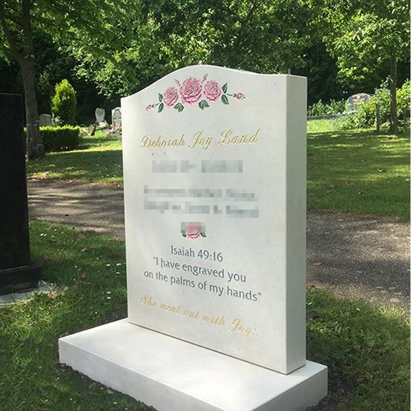 QUYANG Wholesale Modern Natural Granite Cemetery Headstone White Granite Tombstone  Monument