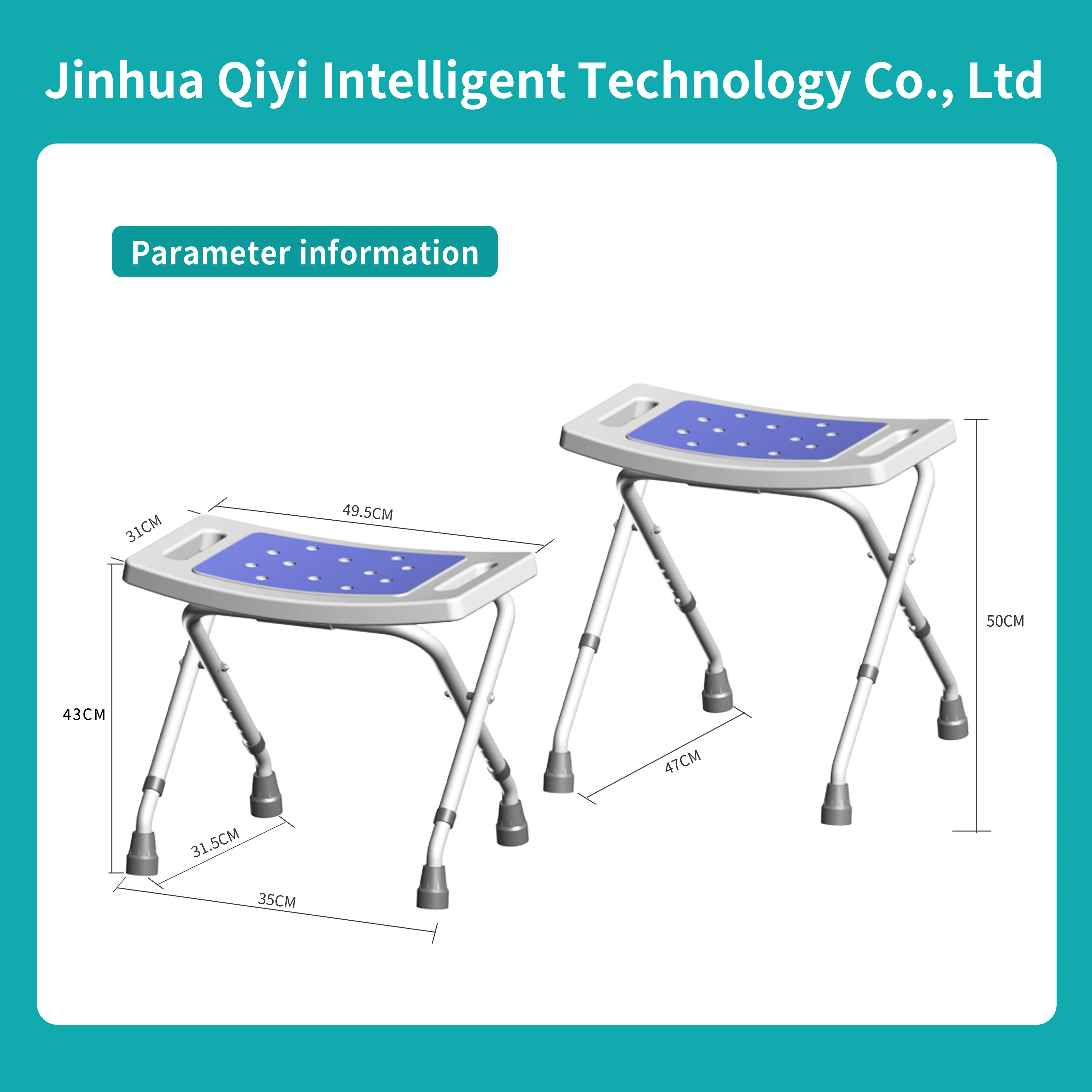 Aluminum Alloy Shower Chair Foldable Chair Used for Elderly Height Adjustable Lightweight Aluminium Construction Bath Stool