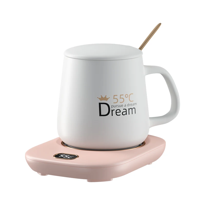 New Arrival USB Powered Intelligent Digital Display Gift Box 65 Degree Fast Heating Ceramic Coffee Mug Cup Warmer