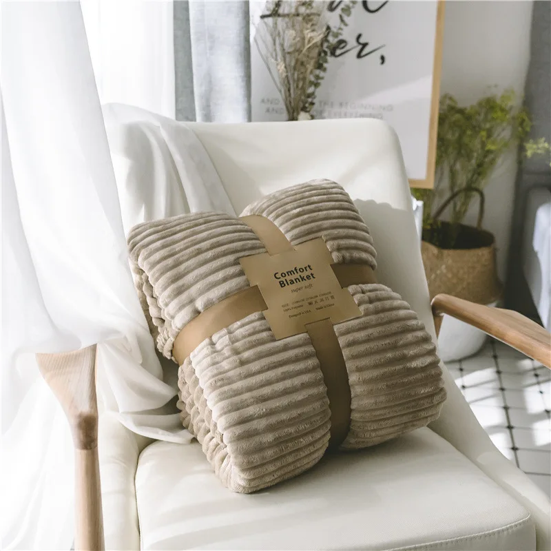 Wholesale Custom Luxury Autumn And Winter Throw 2 MOQ Solid Color Double Thicker Blanket