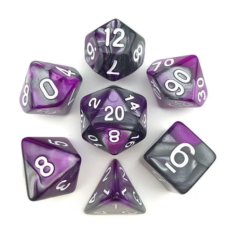 DND кости фиолетовый и черный мраморные набор многогранных пользовательских игр RPG DnD Набор Игральных Кубков настольная игра