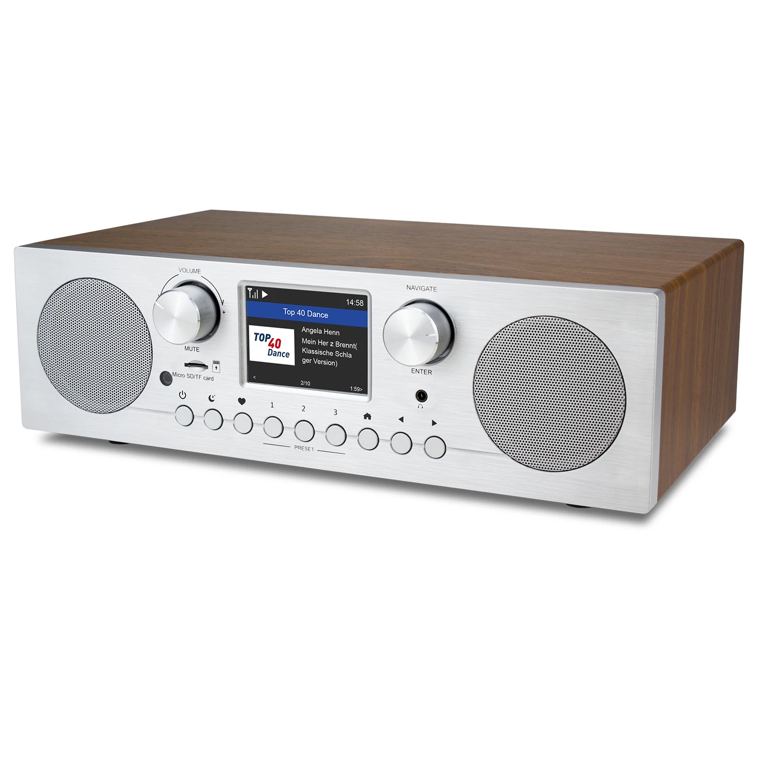 MA-800F Wooden Cabinet Internet Radio with FM TF Card Playback Stereo Output