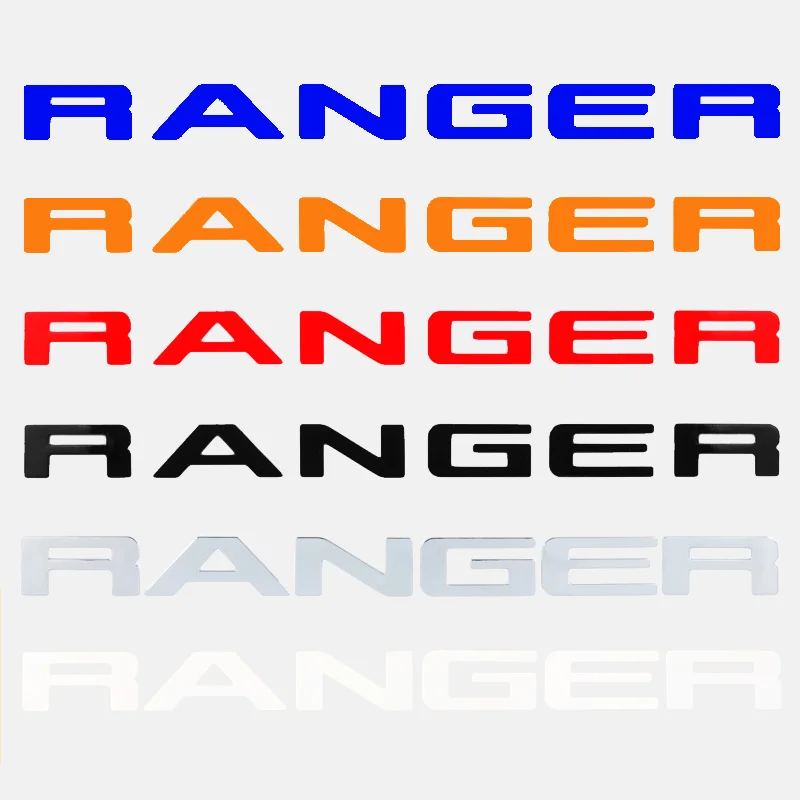  Логотип решетки радиатора буква для Ford Ranger Grills RANGER 3D эмблема оригинальный размер наклейка из АБС-пластика с клеем хромированный стиль 6