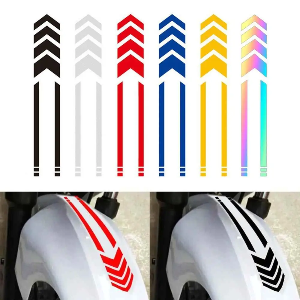 1pc Motorcycle Mudguard Sticker Fender Arrow Line Strip Reflective Waterproof Oilproof Tape Decal Accessory