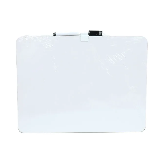 
No Frame Double Side Kids Lapboard Magnetic White Board, 2 Inch Felt Erasers And Black Dry Erase Markers 
