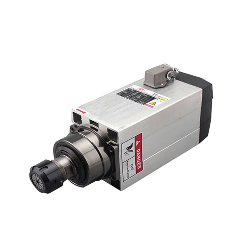 Square Air Cooled Spindle Motor 1.5/2.2/3/4.5/6KW Engraving Machine with Fly Edge Woodworking Advertising High Speed Air Cooling