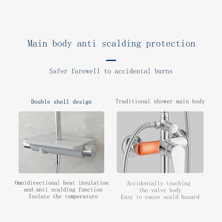 HEGII modern bath room high pressure rain fall shower head mixer bathroom matt black shower faucet rain shower set