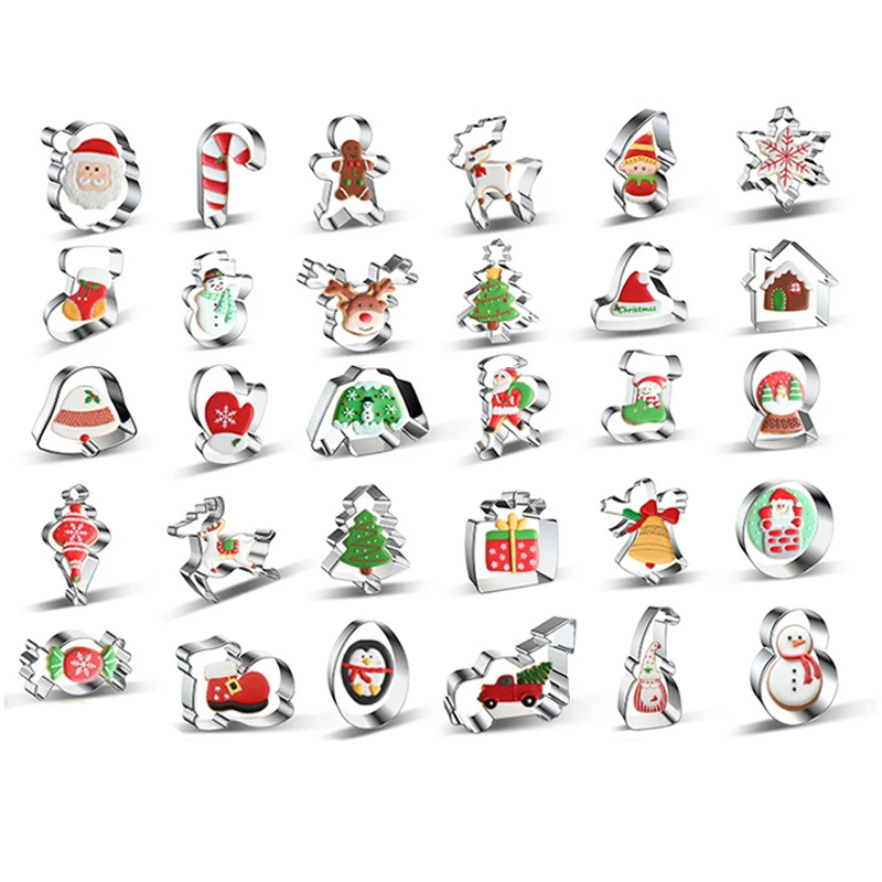 Manual Stainless Steel Press Biscuit Mold Christmas Cake Stamps Tool For Fondant Cookie Cortador De Biscoitos Baking Kits