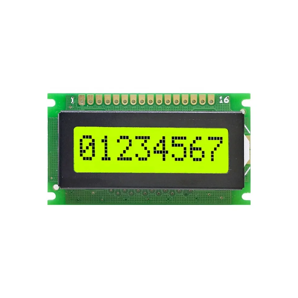 60*33MM 801 0801 8X1 STN Yellow Green Character LCD Module Display Screen Panel LCM SPLC780D with Yellow Green LED Backlight