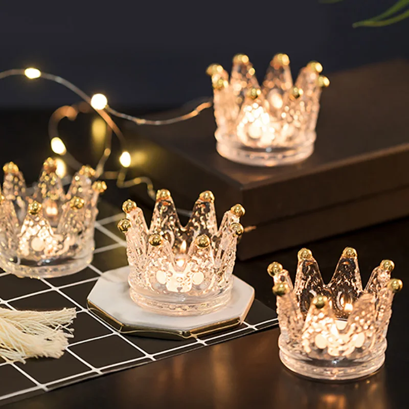 Hot Sale Custom Clear Glass Jar Candle Containers for Candles Wholesale Crown