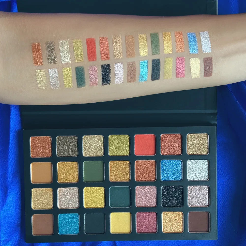 ES107 hot sale high pigment Customized Private label pressed glitter cardboard eyeshadow palette