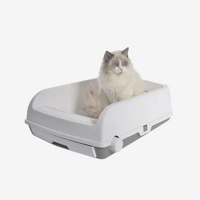 Hot Selling High Quality White Large Semi Automatic Quick Cleaning Pet Cat Litter Box Furniture Kitty Cat Toilet