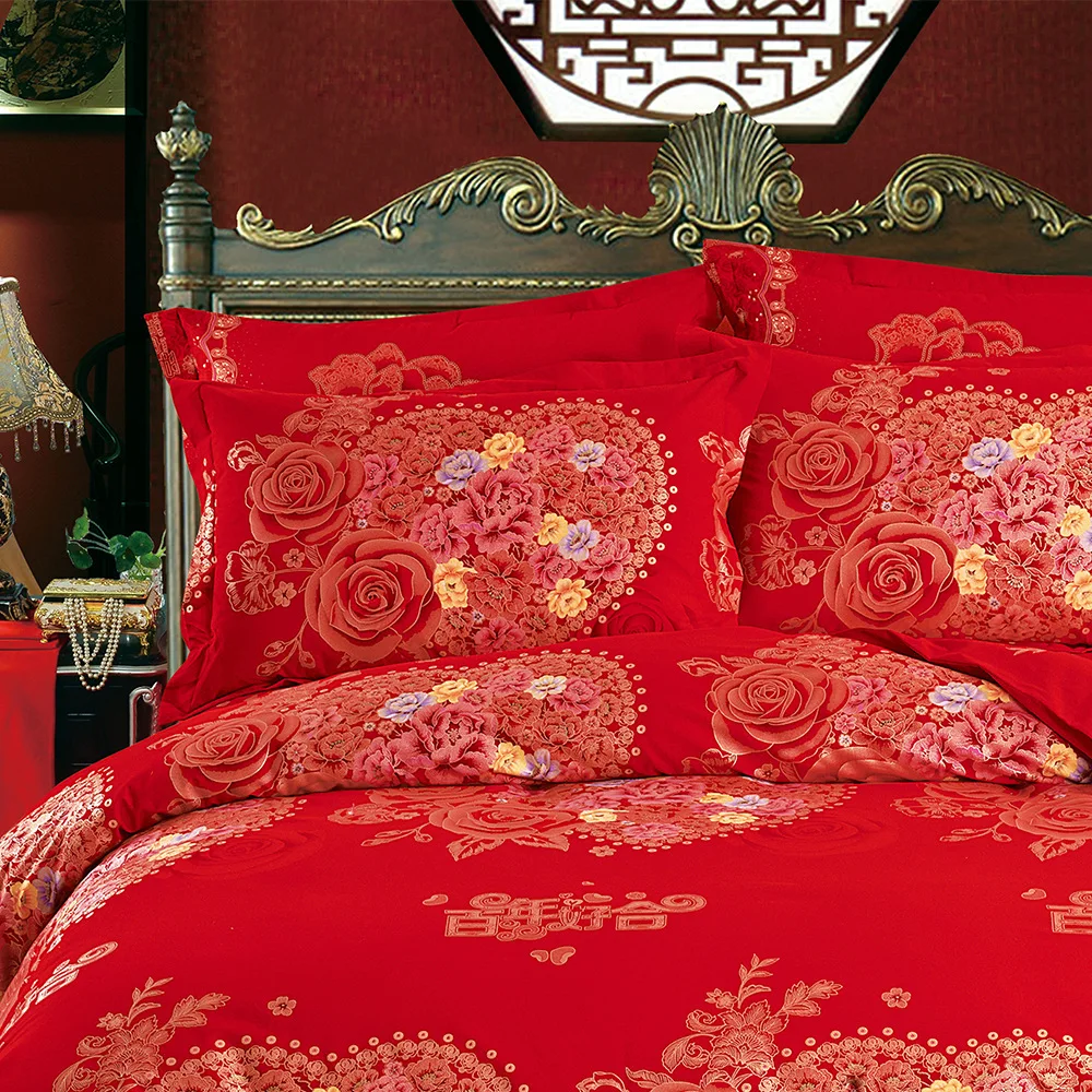 Wholesale Flower Printed Cloth Fabric Bedding Sheet Jet Calico