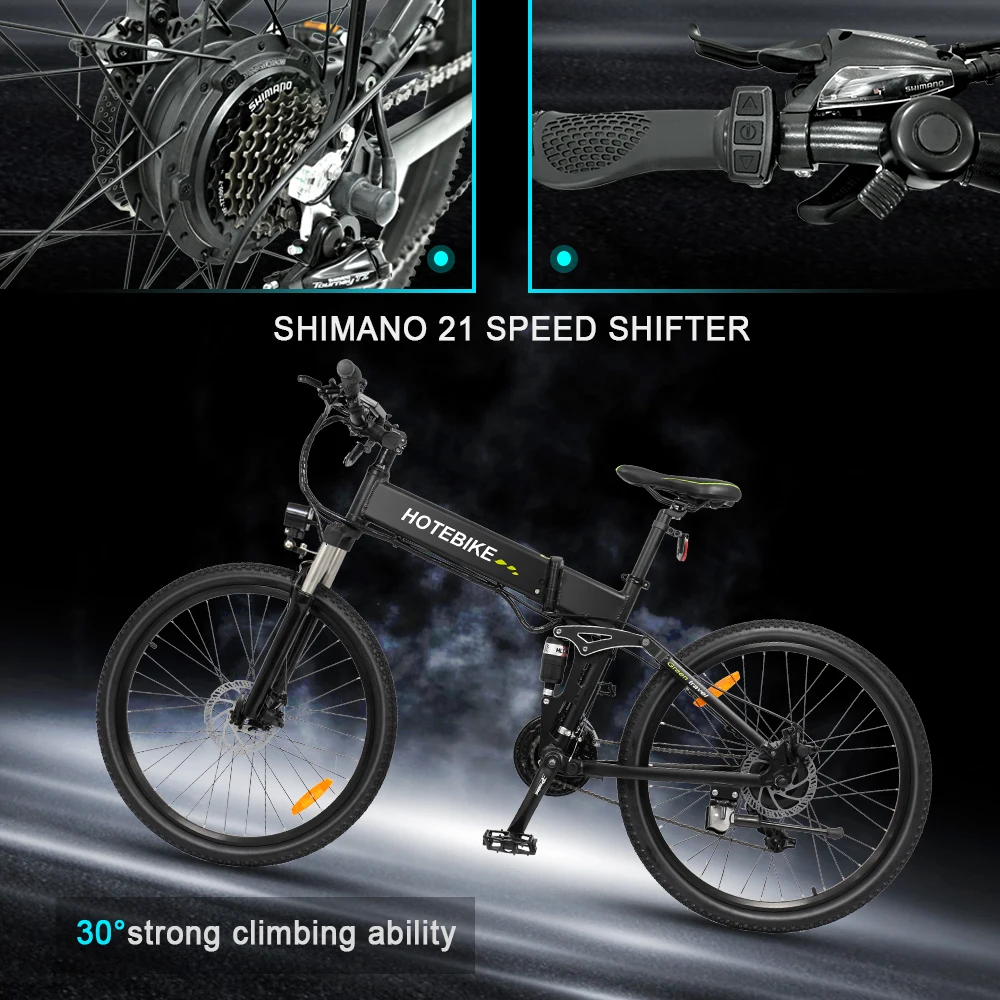 500W Folding Electric Mountain Bike 26' Ebike 22MPH Adult Electric Bicycle with 48V Removable Battery Up to 50 Miles 21 Speed,