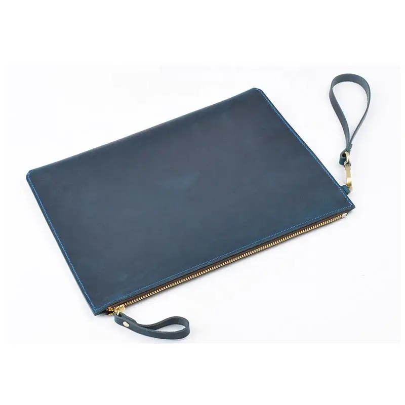 Genuine Leather Laptop Bag Briefcase Bag Leather File Zipper Bag for IPad