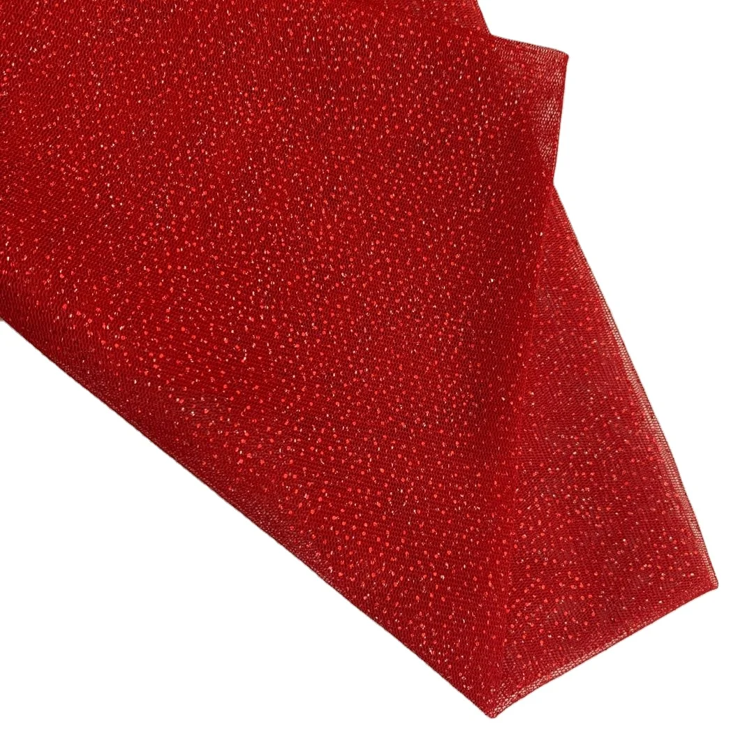 Knitted tone to tone foiling Shiny polyester mesh net tulle fabric  dancing  fabric for dress garment