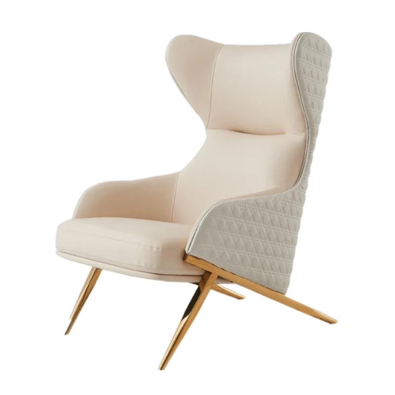Single Leather Sofa Chair High Quality Yellow Color Leather Wing Chair Sofa