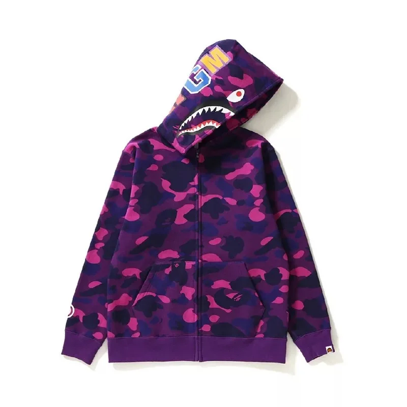 Hoodie shark customize for men women at wholesale | bape hoodie shark print full piece zipper up unisex hoodies