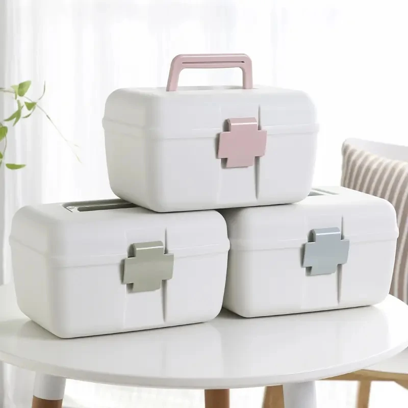 Factory Wholesale High Quality Portable Sealed Double-layer Medicine Box Portable Household Case Large Capacity Storage Box