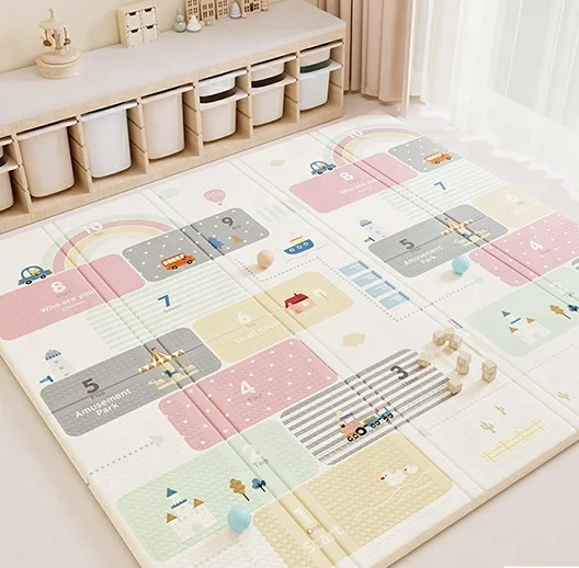 Double-sided color printing Unisex XPE Large Foldable Baby Play Mat Soft Educational Toy for Crawling and Picnics Foam Material