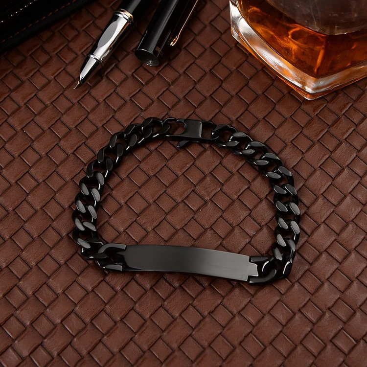 high quality polishing finish 18K gold PVD plated 7mm width stainless steel plate bracelet for men women