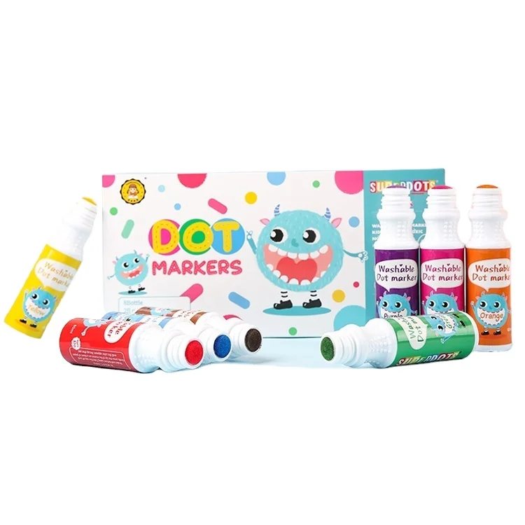 
Amazon Hot Sale 8 Colors 60 ml Dot Markers Kit Water Based Non Toxic Washable Art Dot Markers 